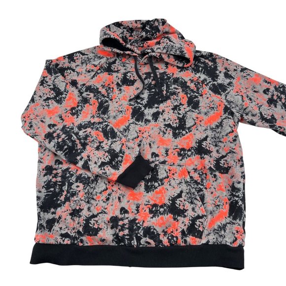 Under Armour Mens Loose Fit Hoodie XXL Gray & Orange Tie-Dye Design - Picture 1 of 5